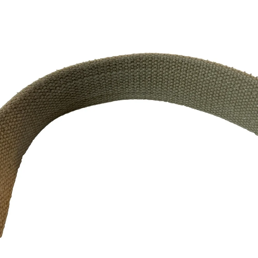 VTG Columbia Belt Mens 36 Beige Leather Cotton Web Military Buckle Gorpcore